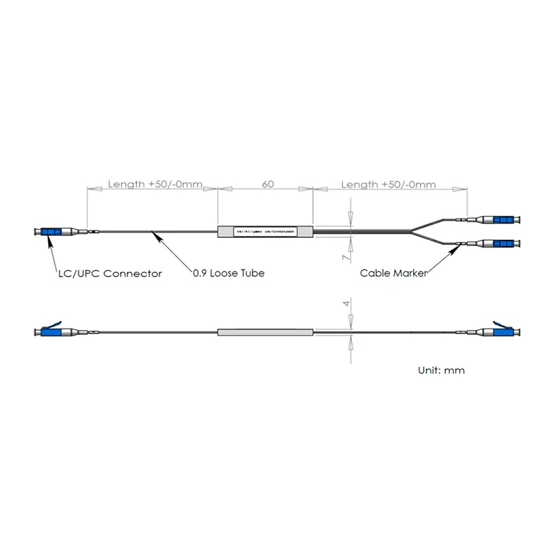 1*2 plc skerandi með LC/UPC tengi